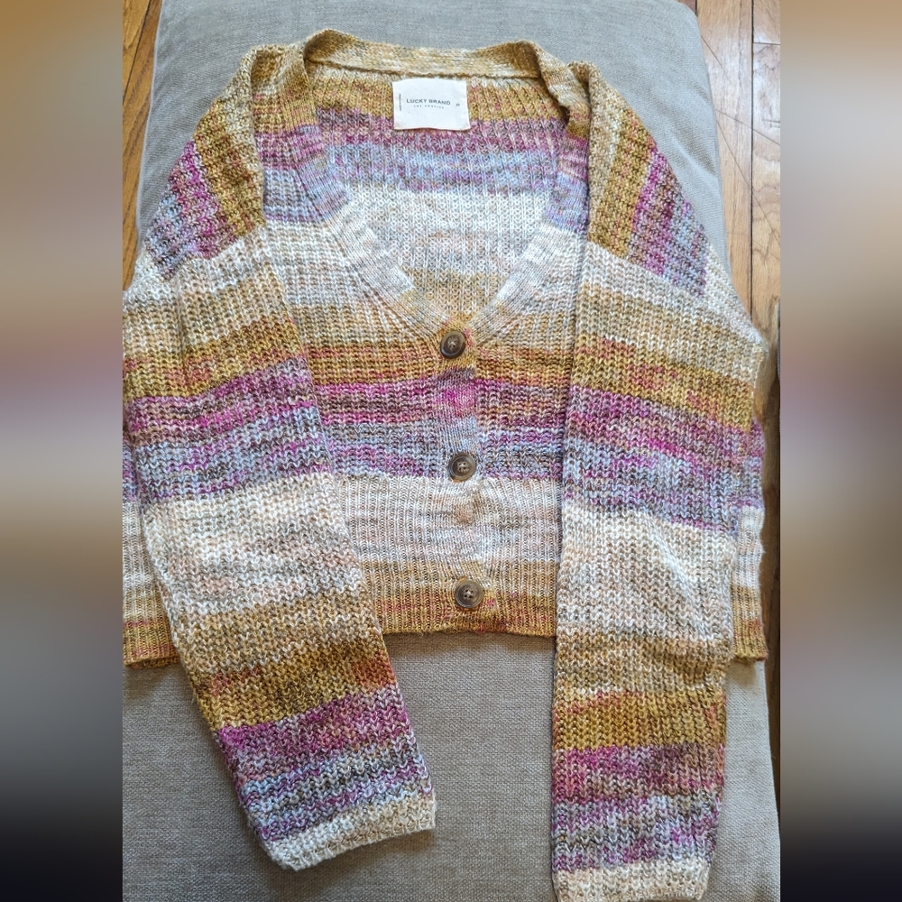 lucky brand, rainbow cardigan sweater, Xs